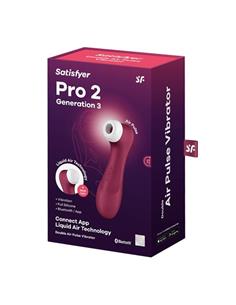 SATISFYER Pro 2 Gen3 Rojo Air APP Pulse Impermeable IPX7,Modo Silencio,11 Programas,Recargable