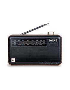 SANYO Radio Analogica AM/FM Borde Madera Con Bateria Recargable KS114