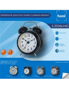 SAMI Reloj Despertador Analogico Con Campana Cromado S-2036L