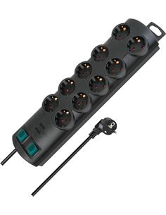 BRENNENSTUHL Regleta 10 Enchufes Con Interruptores 2Mtrs Cable 1153300120 Negro
