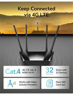 CUDY Router 4G LTE N300 LT400 Negro
