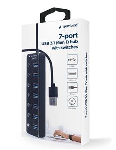 GEMBIRD Hub Usb 7 Puertos 3.1 Gen1 Con Interruptor y Alimentacion (Aparte) UHB-U3P7P-01