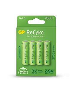 GP Pack de 4 Pilas AA Recargables 2600mAh Recyko