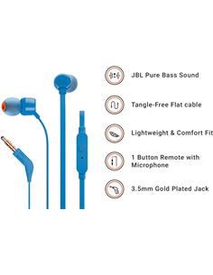 JBL T160 Mini Auriculares Estereo con Microfono Azul