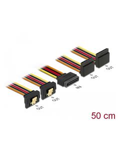 DELOCK Cable Alimentacion SATA M/H Con 15 Pines 2x Abajo/ 2xArriba 50Cms 60155