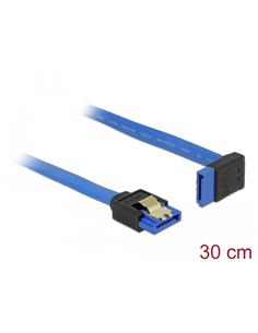 DELOCK Cable SATA 6Gb/s M/H Acodado Por Un Lado Azul 30Cms 84996