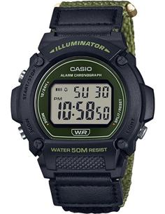 CASIO COLECCION W-219H-3AVEF Reloj Digital, Correa Resina Negra Con Esfera, Fecha, Alarma, Cronomet