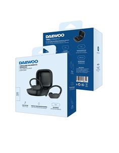DAEWOO Auricular Bluetooth Con Caja Cargdaora Deportivo Con Soporte Oreja DW2012 Negro