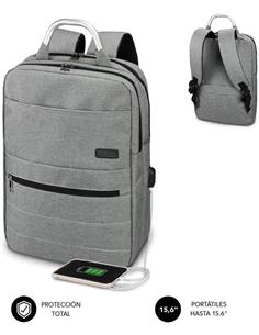 SUBBLIM Mochila Con Puerto Usb/ Portatil Hasta 15.6" Gris SUB-BP-3EAP001