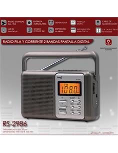 SAMI Radio Portatil Digital AM/FM RS-2986 Con Funcion Sleep,Despertador,Aux In 3W
