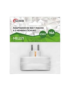 NIMO Adaptador Red 2 Tomas Schuko Blanca MEL221