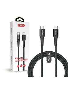 ACCETEL Cable Carga Rapida Tipo C M/M Nylon 60W CU2826 Negro