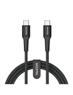 ACCETEL Cable Carga Rapida Tipo C M/M Nylon 60W CU2826 Negro