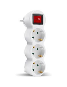 ELBAT Enchufe Multiple 3 Tomas Schuko con Interruptor EB0492 vertical enchufe directo pared