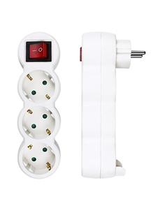 ELBAT Enchufe Multiple 3 Tomas Schuko con Interruptor EB0492 vertical enchufe directo pared