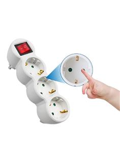 ELBAT Enchufe Multiple 3 Tomas Schuko con Interruptor EB0492 vertical enchufe directo pared