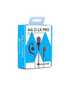 MIDLAND Micro Auricular MA 21-LK PRO 2 Pines Cable Rizado Compatible Con KENWOOD, soporte oreja negr