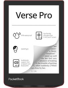 POCKETBOOK Libro Electronico VERSE PRO  6" 16GB,Bluetooth,SmartLight,Rojo