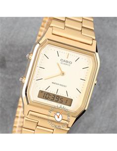 CASIO COLECCION AQ-230GA-9DMQYES Reloj Analogico/Digtial Correa Dorada Cronometro,Fecha,Resit al Agu