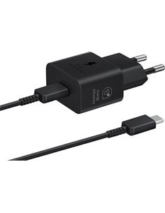 SAMSUNG Cargador Red 25W Tipo-C/H + Cable Datos Tipo C M/M Negro  EP-T2510XBEGEU
