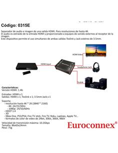 EUROCONNEX Extractor de Audio Hdmi 1.4 4K 0315E