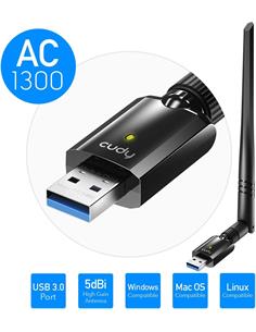 CUDY Adaptador Wifi Con Antena 5dbi AC1300 3.0 Negro WU1400