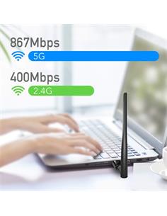 CUDY Adaptador Wifi Con Antena 5dbi AC1300 3.0 Negro WU1400
