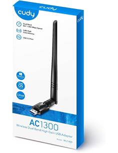 CUDY Adaptador Wifi Con Antena 5dbi AC1300 3.0 Negro WU1400