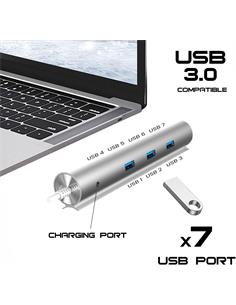 WOXTER Hub 7 Puertos Usb 3.0 Aluminio Con Alimentador