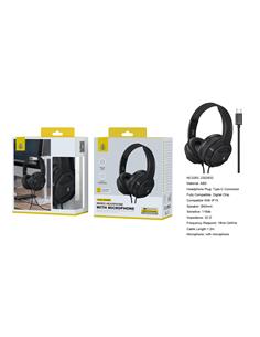 ONE PLUS Auricular Casco Estereo De Cable Con Microfono NC3283 Conector Tipo C Negro