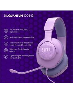 JBL Micro Auricular Casco Gaming Para PC,PS4,Xbox One,Switch QUANTUM 100 M2 Purpura,Cable,Jack 3.5m