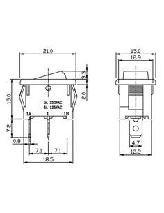 ERUOCONNEX Interruptor Negro 2P On/Off 250/6A 3807
