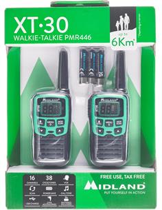 MIDLAND XT30 Pareja De Walkies PMR466 16 Canales,38 Tonos,Vox,Escaner,Funcion Llamada,6KM,Cargador,B