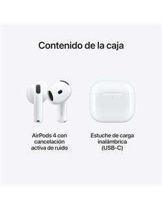 APPLE Auriculares Intrauditivos Airpods 4 Con Cancelacion de Ruido MXP93ZM/A Blanco