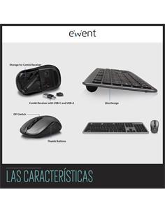 EWENT Teclado+Raton Inalambrico  Usb A/Tipo C EW3272