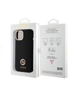 GUESS Funda TPU Silicona Iphone 15 Pro Negro Con Logo Brillante