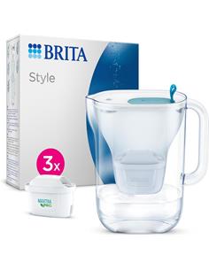 BRITA STYLE Jarra de Agua Filtrante 2.4L Azul Con 3 Filtros Maxtra+
