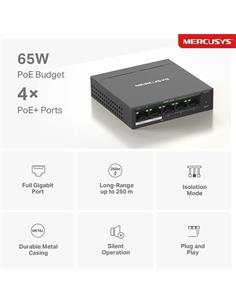 MERCUSYS MS105GP Switch Ethernet 5 Puertos+ PoE+ 1000Mbps
