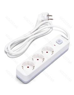 AIGOSTAR Regleta 3 Enchufes Schucko Con Interruptor 3680W 1.5Mtrs Blanco 3G1.5MM