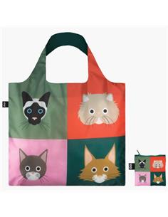 LOQI SC.CA.R Bolsa Plegable Forma Stephen Cheetam Gatos 50x42Cms/ Hasta 20Kg de Carga