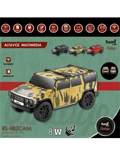 SAMI Altavoz Inalambrico Vintage Hummer 8W RS-982,Camuflaje,FM,Usb,Micro Sd,Tipo C,Tws,1500Mha