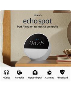 AMAZON Altavoz Bluetooth Echo Spot 2024 Con Pantalla Blanco, Alexa Integrado,Manos Libres,Wifi
