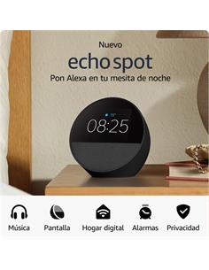 AMAZON Altavoz Bluetooth Echo Spot 2024 Con Pantalla Negro, Alexa Integrado,Manos Libres,Wifi