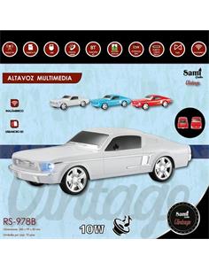 SAMI Altavoz Inalambrico Coche Deportivo Vintage 10W RS-978 Blanc,FM,Usb,Micro Sd,Tipo C,Tws,1500Mha