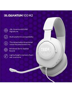 JBL Micro Auricular Casco Gaming Para PC,PS4,Xbox One,Switch QUANTUM 100 M2 Blanco,Cable,Jack 3.5m