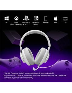 JBL Micro Auricular Casco Gaming Para PC,PS4,Xbox One,Switch QUANTUM 100 M2 Blanco,Cable,Jack 3.5m