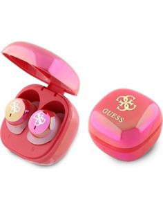 GUESS Auricular Bluetooth Boton Con BAse Cargadora Con Logo Rosa GUTWSJ144ESF