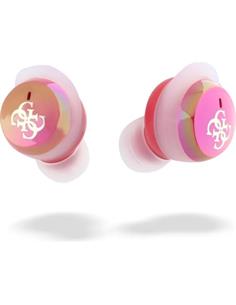 GUESS Auricular Bluetooth Boton Con BAse Cargadora Con Logo Rosa GUTWSJ144ESF