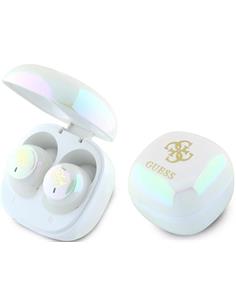 GUESS Auricular Bluetooth Boton Con BAse Cargadora Con Logo Blanco GUTWSJ144ESH