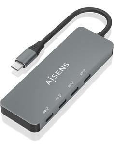 AISENS Hub 4 Puertos Tipo C 3.2 Gen A Usb C/M Gris 0.15Cm A109-0695